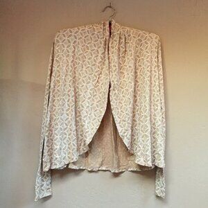 Fresh Produce Womens Drape Open Front Geometric Cardigan Sweater Tan Size SX/SM